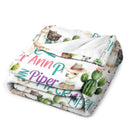 Personalized Cactus Llama Girl Name Blanket