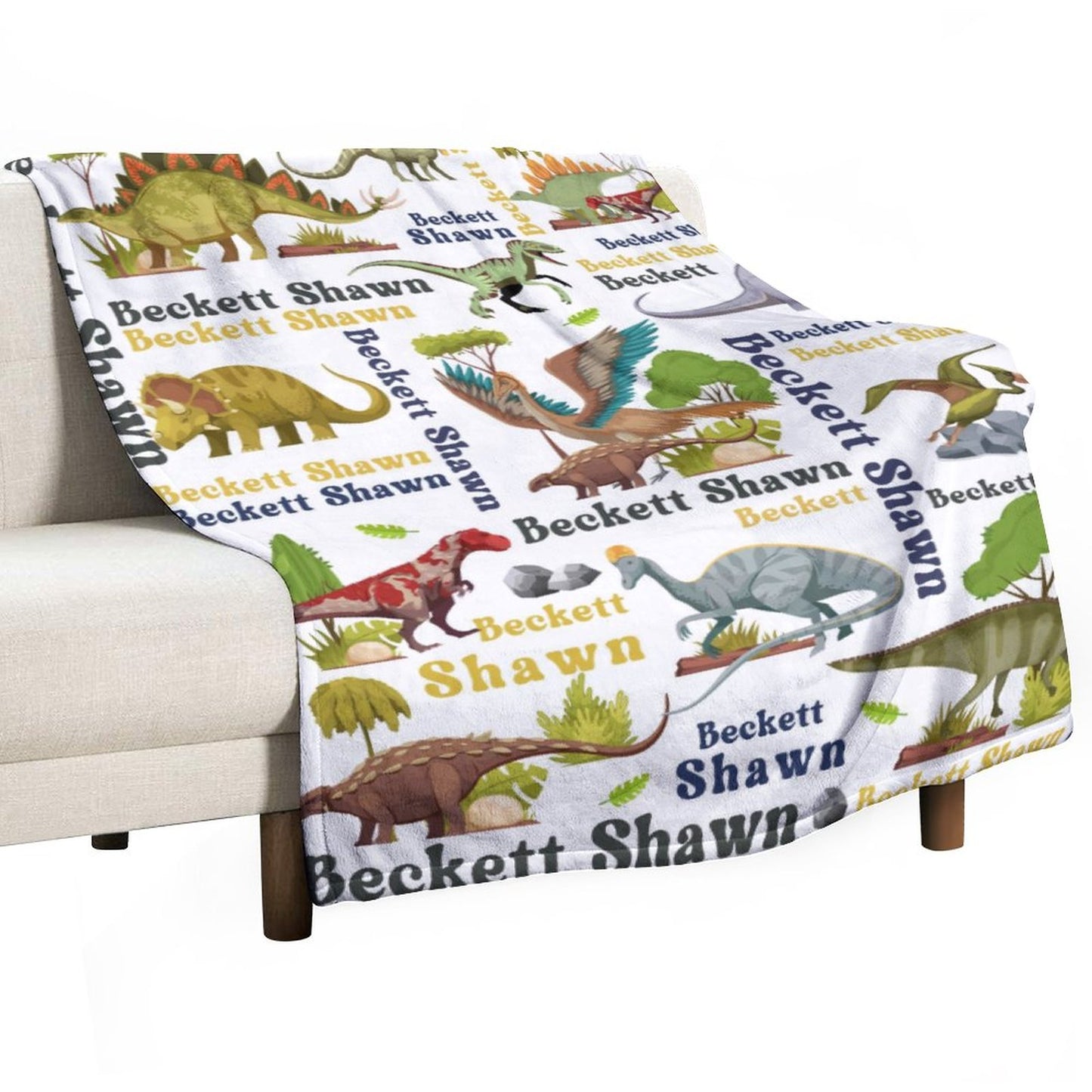 Free Shipping✈️Personalized Dinosaur Name Custom Blanket-Gift for Kids