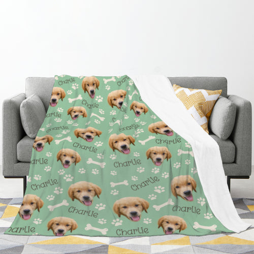 Personalized Custom Name Pet Photo Blanket - Gifts for Pet Lovers