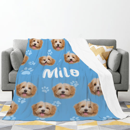 Personalized Custom Name Pet Face Blanket - Unique Gifts for Pet Lovers