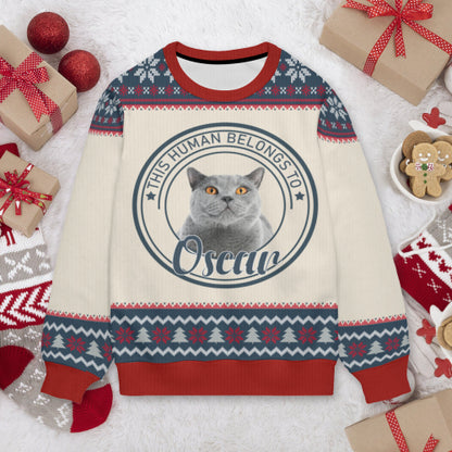 This Human Belongs To - Personalized Ugly Sweater