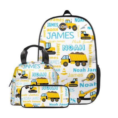 Personalized Toddler Backpack Light Construction Truck Kids Custom Backpack