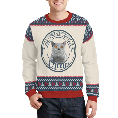 This Human Belongs To - Personalized Ugly Sweater