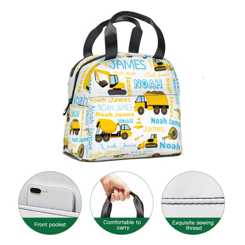 Personalized Toddler Backpack Light Construction Truck Kids Custom Backpack