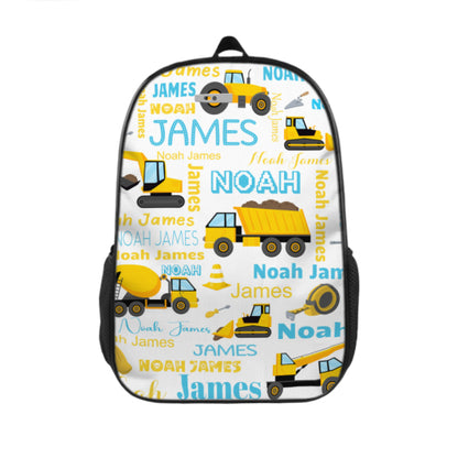 Personalized Toddler Backpack Light Construction Truck Kids Custom Backpack