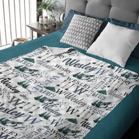 Personalized Custom Baby Name Blanket - Snow Mountain Forest Adventure Baby Blanket