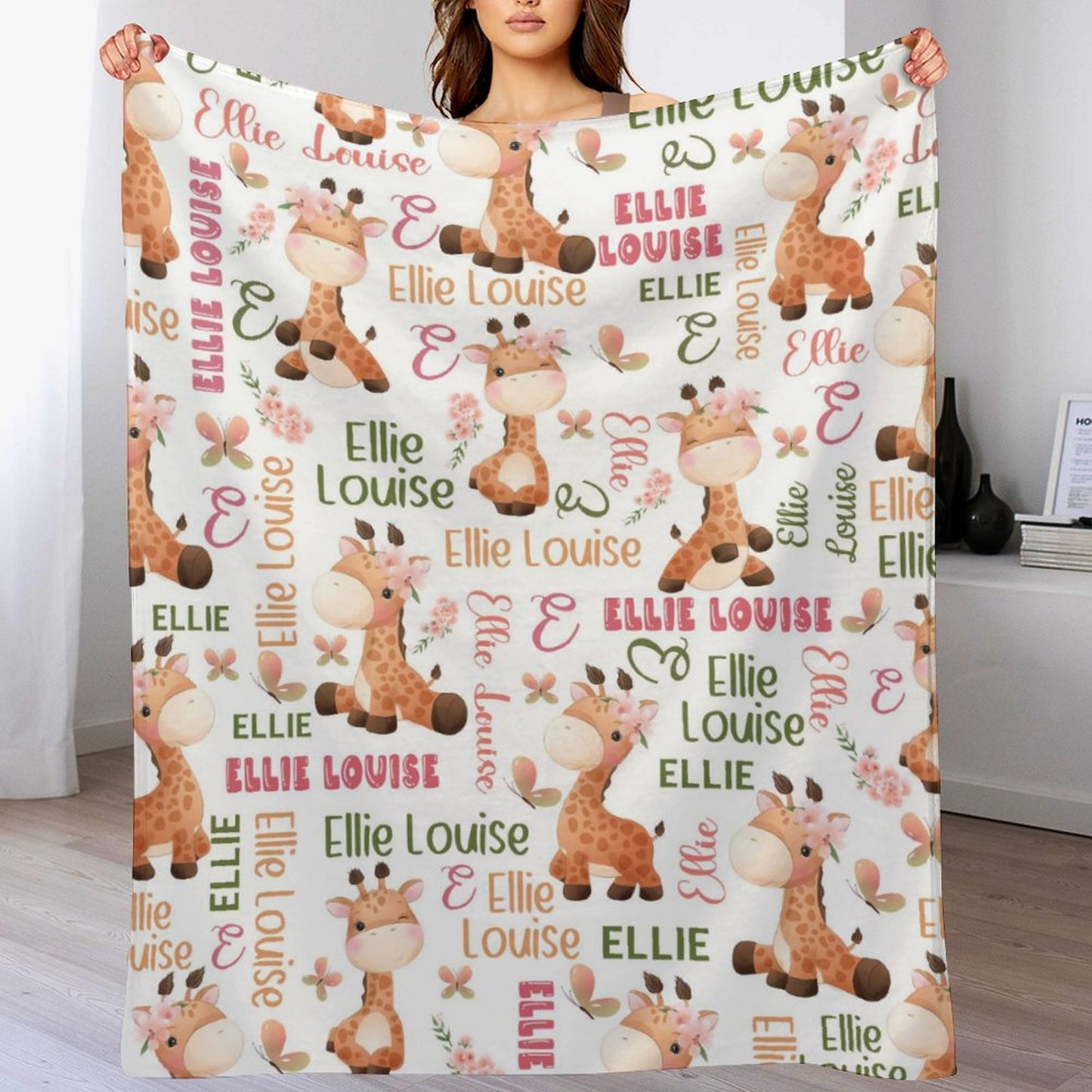 Livraison gratuite✈️Couverture personnalisée avec nom pour bébé, couverture en forme de girafe et d'animal