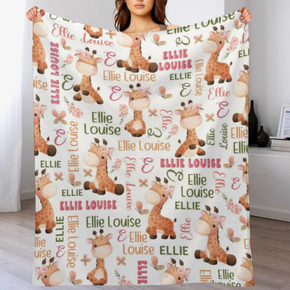 Livraison gratuite✈️Couverture personnalisée avec nom pour bébé, couverture en forme de girafe et d'animal