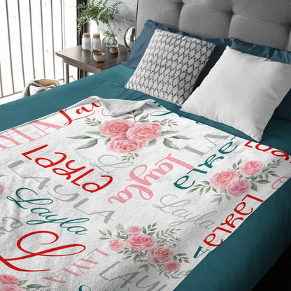 Free Shipping✈️Personalized Floral Name Blanket