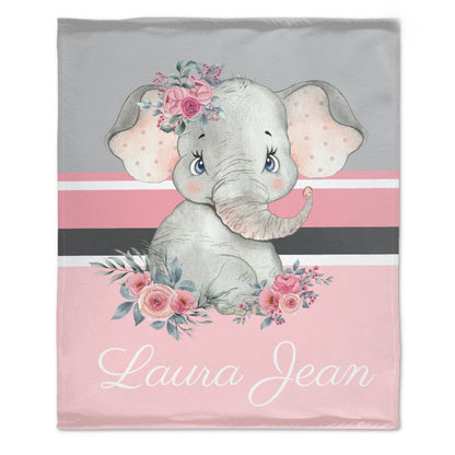 Free Shipping✈️Personalized Floral Elephant Blanket - Customized Name Gift