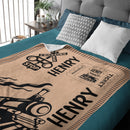 Personalized Name Vintage Train Kids Blanket