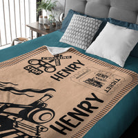Personalized Name Vintage Train Kids Blanket