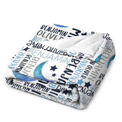 Free Shipping✈️Personalized Custom Baby Name Moon and Stars Blanket