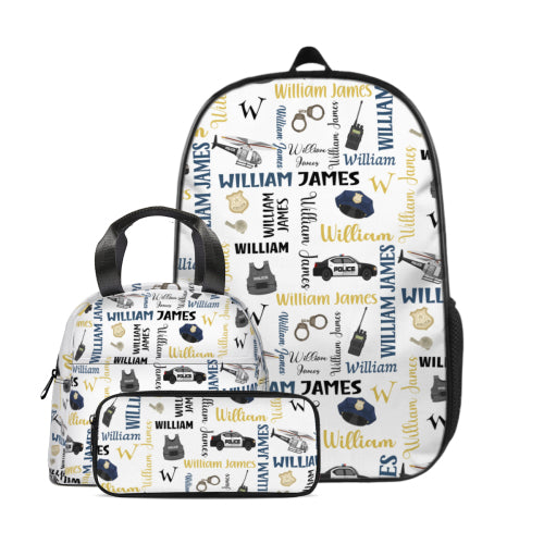 Personalized Police Car Name Custom Backpack