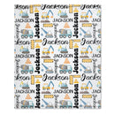 Customized Name Construction Truck Blanket, Children's Gift