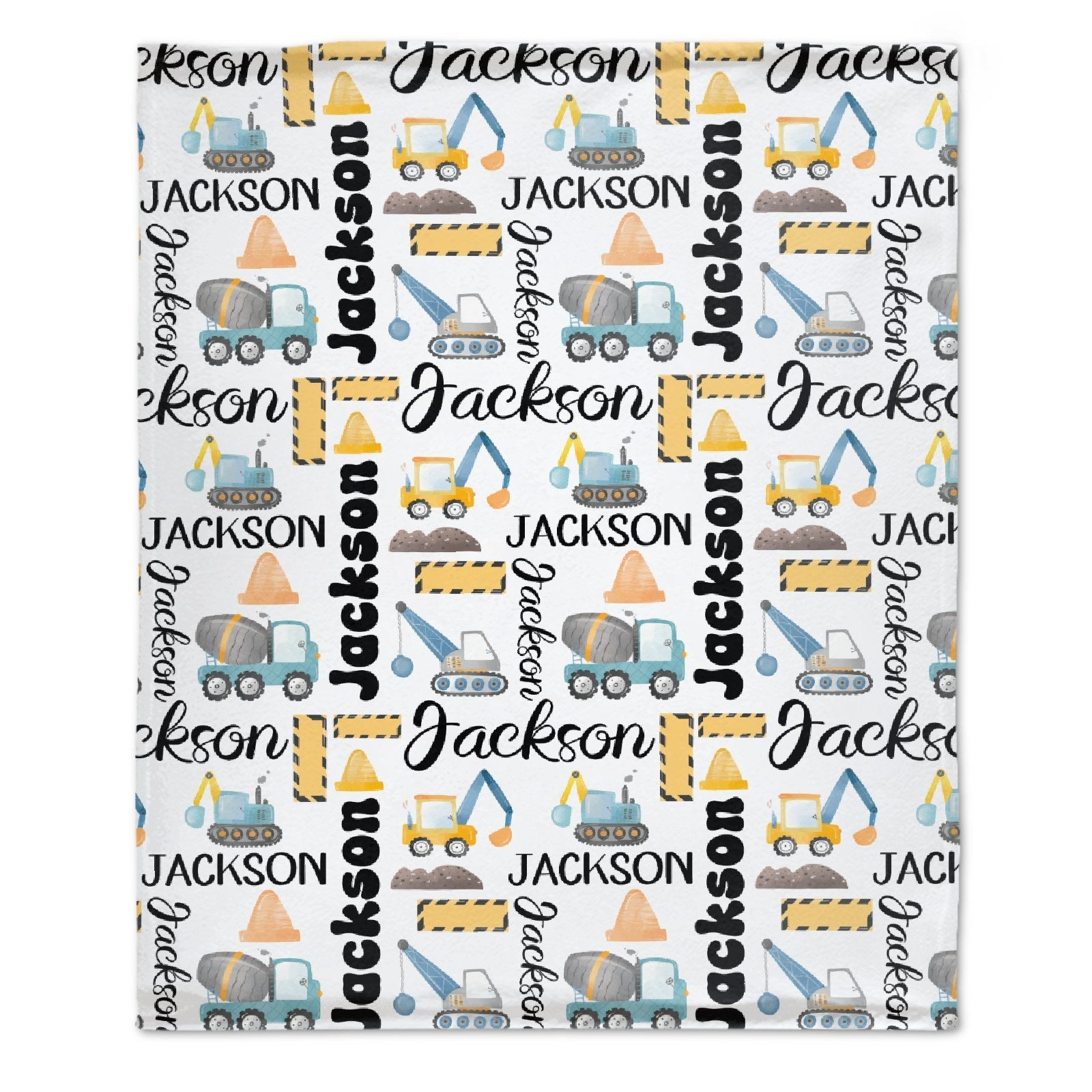 Customized Name Construction Truck Blanket, Children's Gift