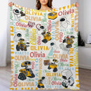 Personalized Watercolor Blanket With Name, Galaxy Robot Lovers Baby Kids Birthday Gift