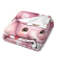 Personalized Cute Pink Elephant Gift Name Blanket