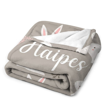 Free Shipping✈️Personalized Baby Girl Bunny Rabbit Name Blanket