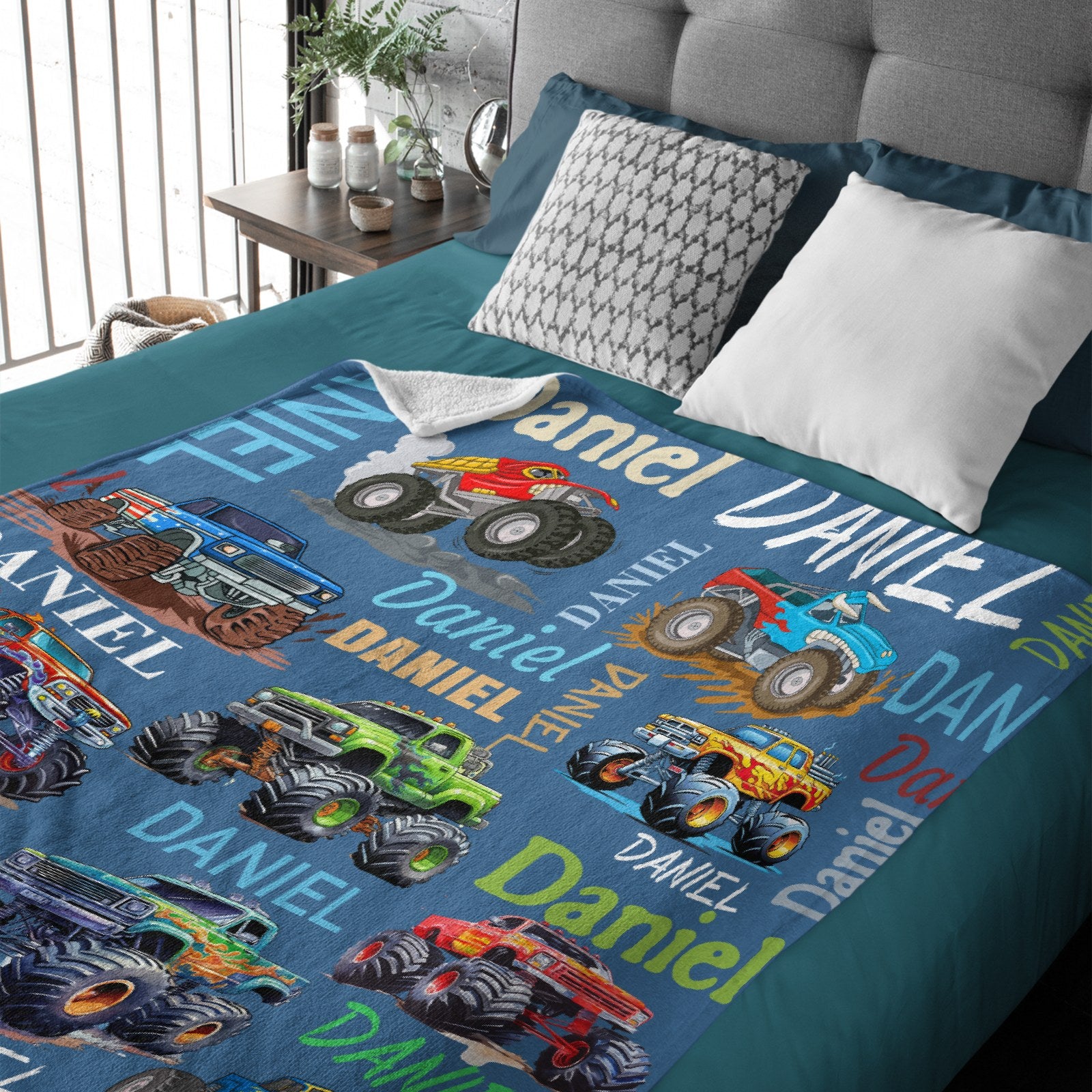 Personalized Blue Off-Road Truck Blanket
