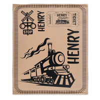 Personalized Name Vintage Train Kids Blanket