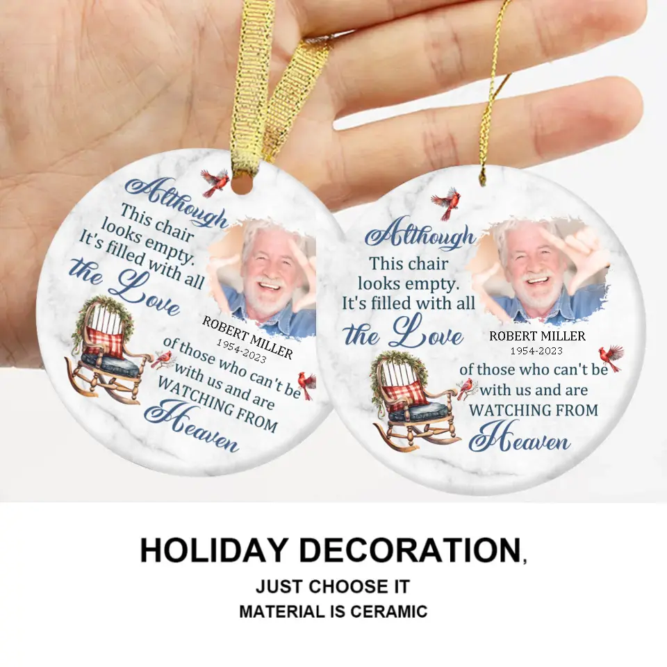 Custom Photo Memorial Ceramic Ornament - Sympathy Gift For Family Members - It's Filled With All The Love