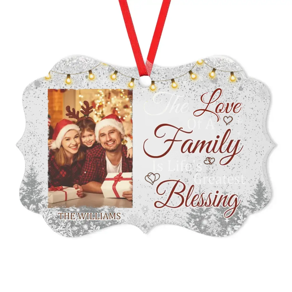 The Love Of A family Is Life's Greatest Blessing - Personalized Custom Benelux Shaped Photo Christmas Ornament