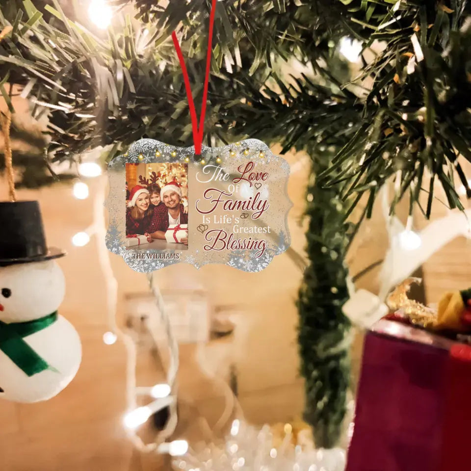 The Love Of A family Is Life's Greatest Blessing - Personalized Custom Benelux Shaped Photo Christmas Ornament