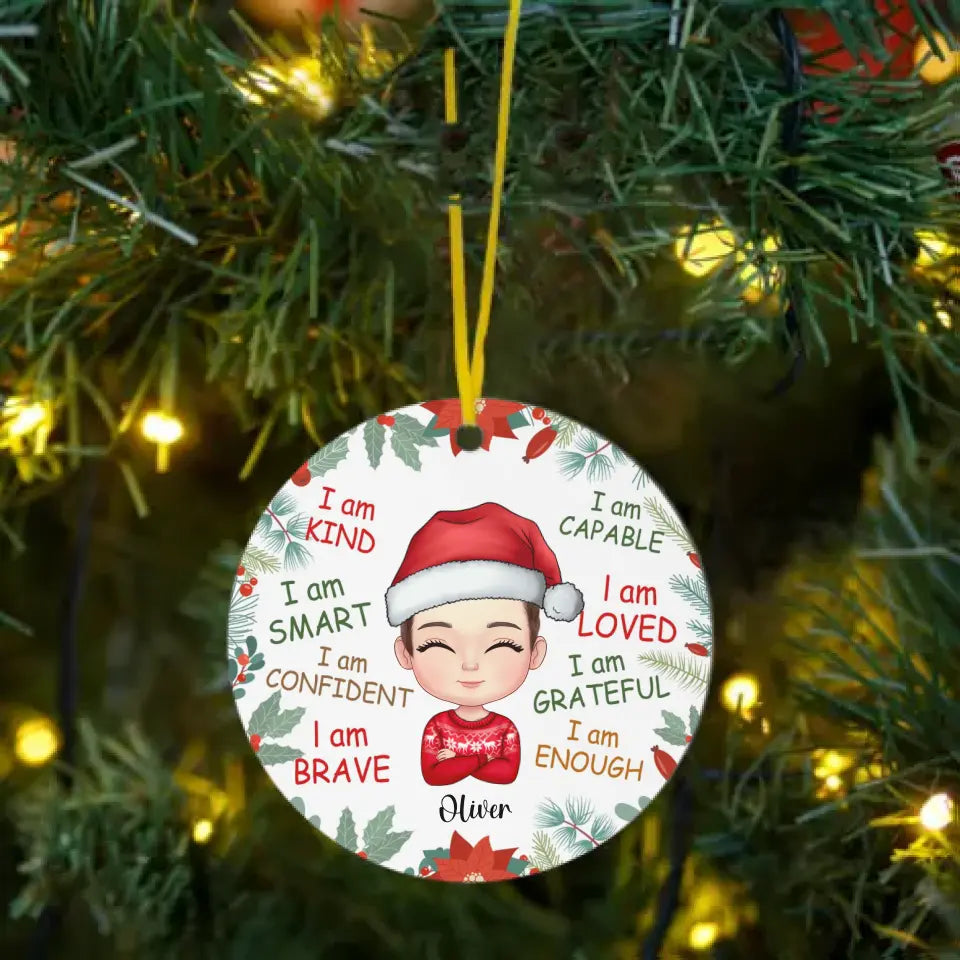 Personalized Gift For GrandChild I Am Kind Acrylic Circle Ornament