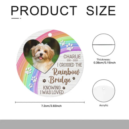 I Crossed The Rainbow Bridge - Memorial Personalized Custom Photo Round Shaped Ornament - Christmas Gift, Sympathy Gift For Pet Lovers