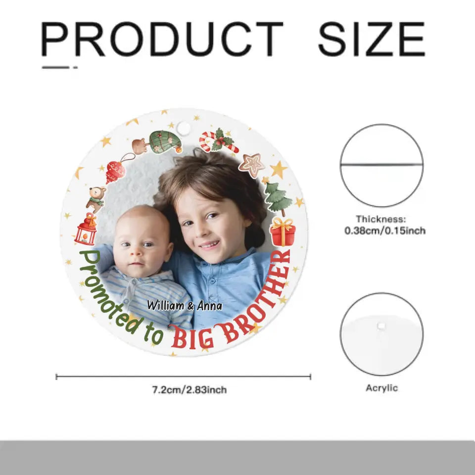 Christmas Gift Promoted To Big Sister Brother Acrylic Circle Ornament