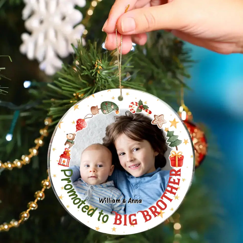 Christmas Gift Promoted To Big Sister Brother Acrylic Circle Ornament