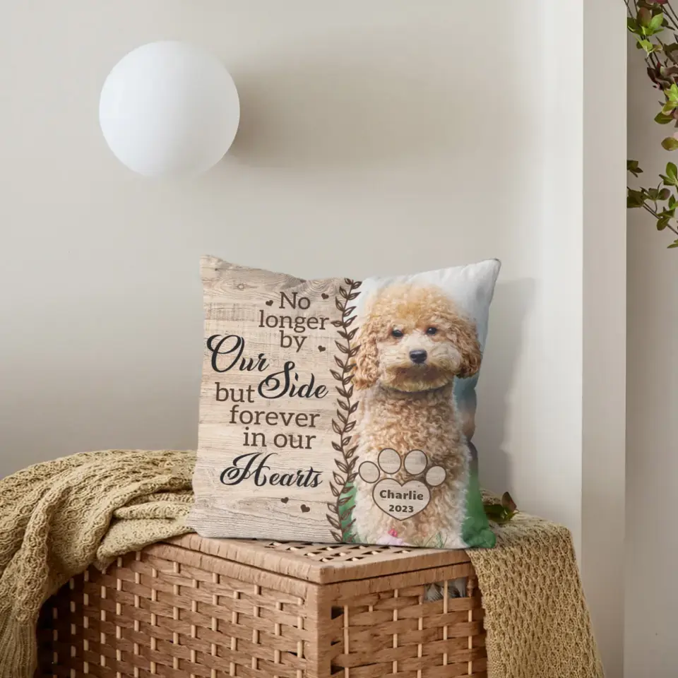 Custom Photo Memorial Personalized Pillow - No Longer By Our Side - Sympathy Gift For Pet Lovers