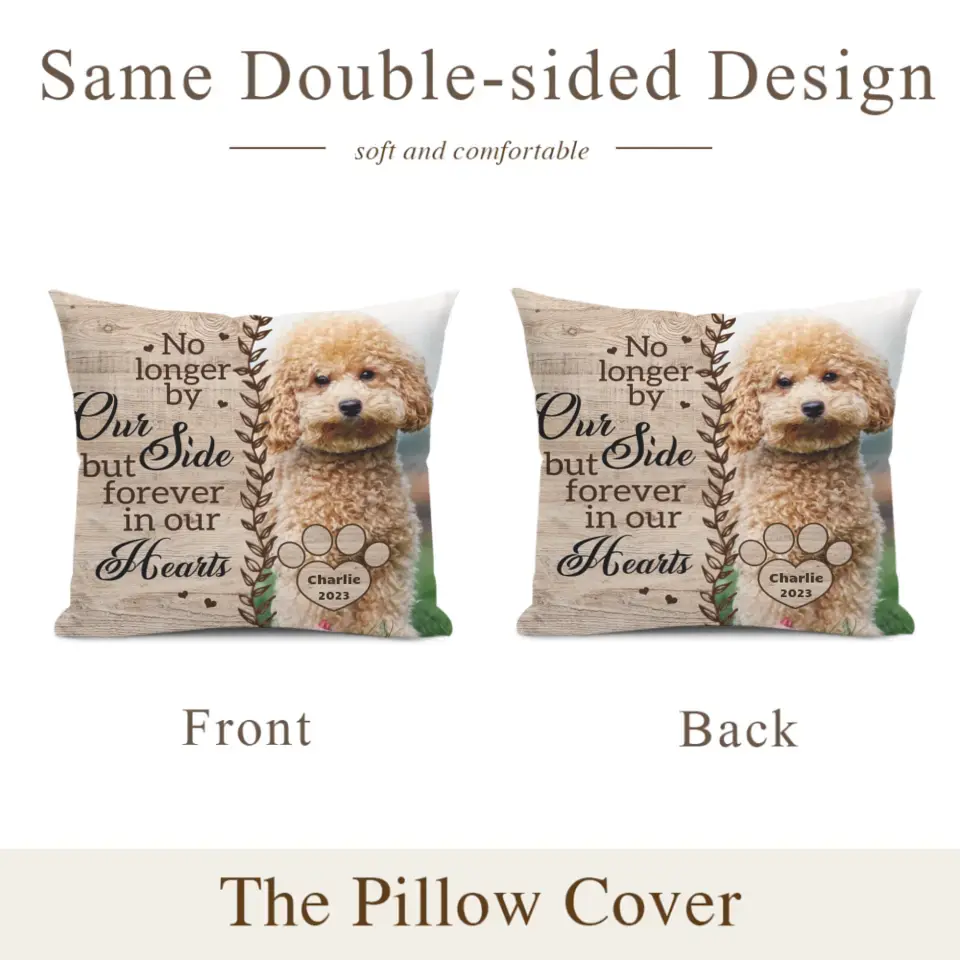 Custom Photo Memorial Personalized Pillow - No Longer By Our Side - Sympathy Gift For Pet Lovers