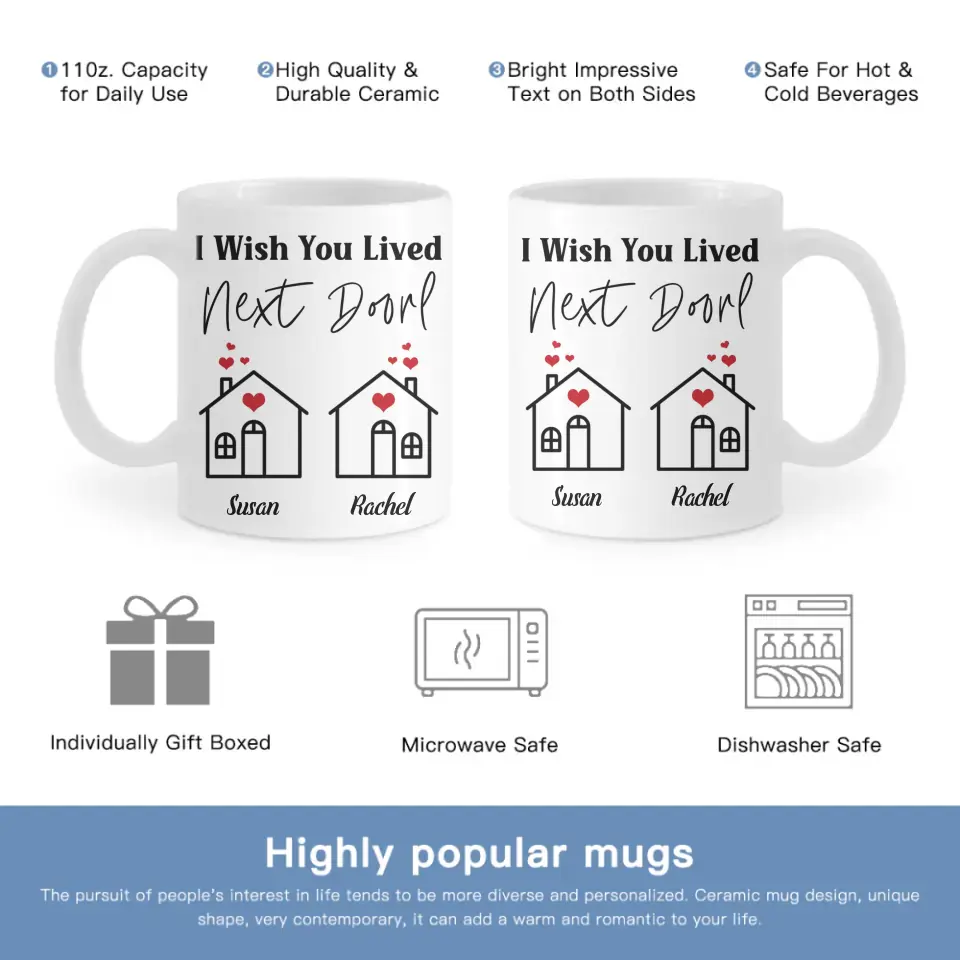 I Wish You Lived Next Door- Personalized Name Mug