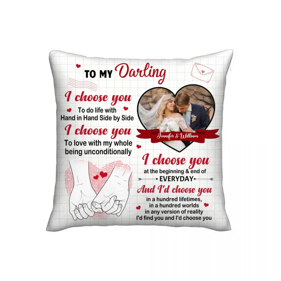 Personalized Pillow Custom Photo - I Choose You Of The Beginning - Gift For Couples