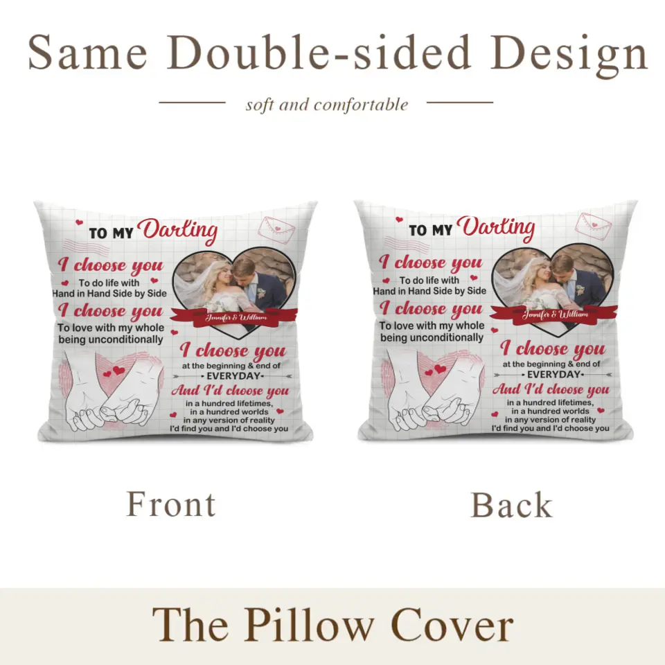 Personalized Pillow Custom Photo - I Choose You Of The Beginning - Gift For Couples