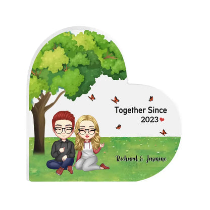 Together Since - Personalize Heart Shaped Acrylic Plaque - Anniversary Gift For Couples