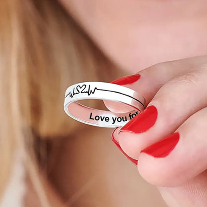 Personalized Text Heartbeat Ring For Couple