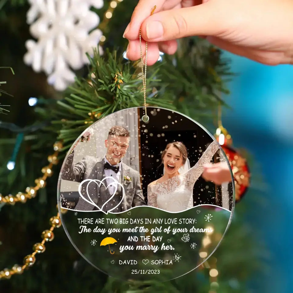 Custom Photo Crystal Ornament For Newly Wedded Couple - There Are Two Big Days In Any Love Story