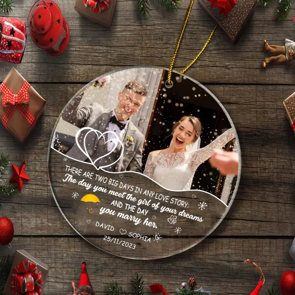 Custom Photo Crystal Ornament For Newly Wedded Couple - There Are Two Big Days In Any Love Story