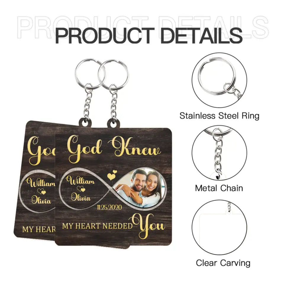 Personalized Fiberboard Keychain Custom Photo For Couple - My Heart Needed You