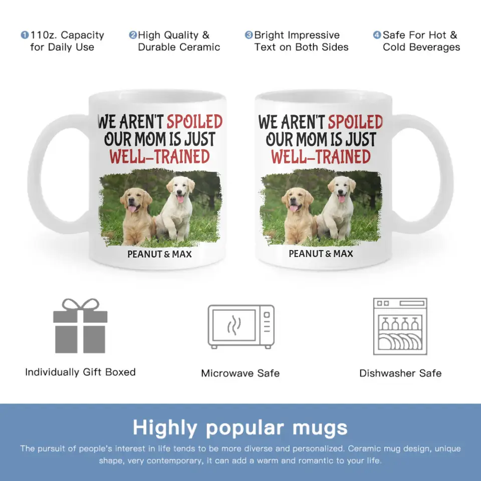 Personalized Custom Coffee Mug For Pet Owner - Well Trained Mom Photo