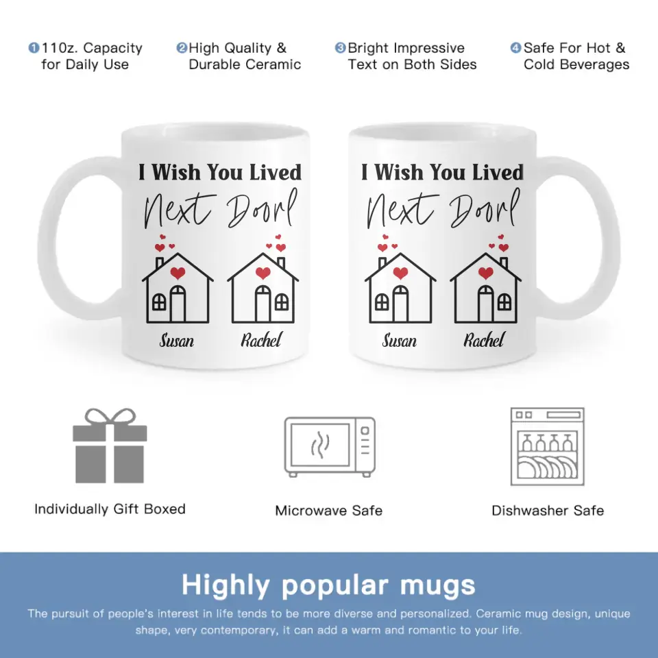 I Wish You Lived Next Door- Personalized Name Color Changing Mug