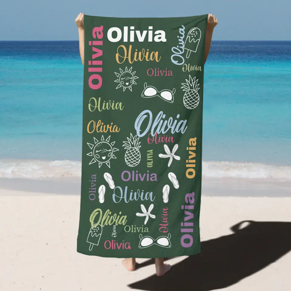 Personalized Name Lovely Kid Towel for Summer & Beach