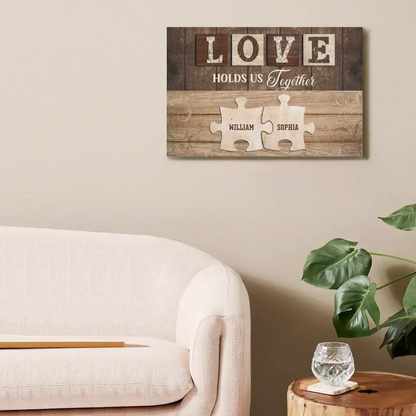 Personalized Canvas Wall Art - Love Holds Us Together