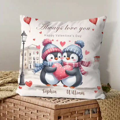 Personalized Pillow - Gift For Penguin Couple