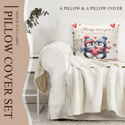 Personalized Pillow - Gift For Penguin Couple