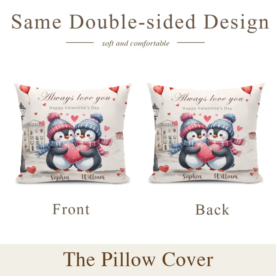 Personalized Pillow - Gift For Penguin Couple