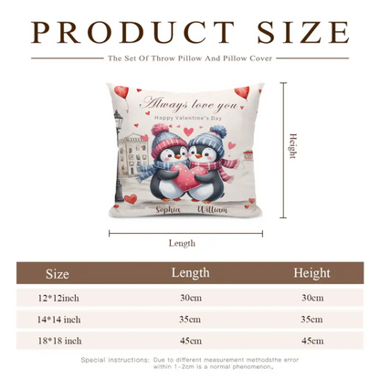 Personalized Pillow - Gift For Penguin Couple